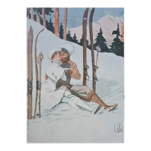 1927 French Art Deco Print for Ski Lovers