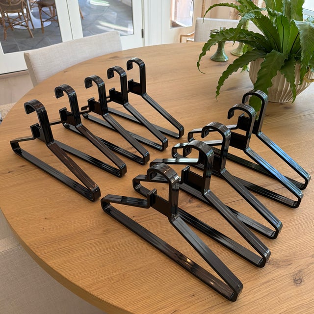 A striking set of 10 1970’s modernist clothes hangers attributed to Maija Ruoslathi for Karhimupui/MK-Tuote, Finland. Made...