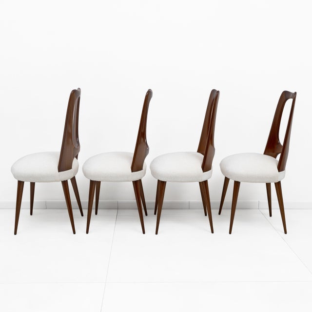 Mid-Century Modern Mid-Century Modern Italian Walnut Dining Chairs, 1950, Set of 4 For Sale - Image 3 of 8
