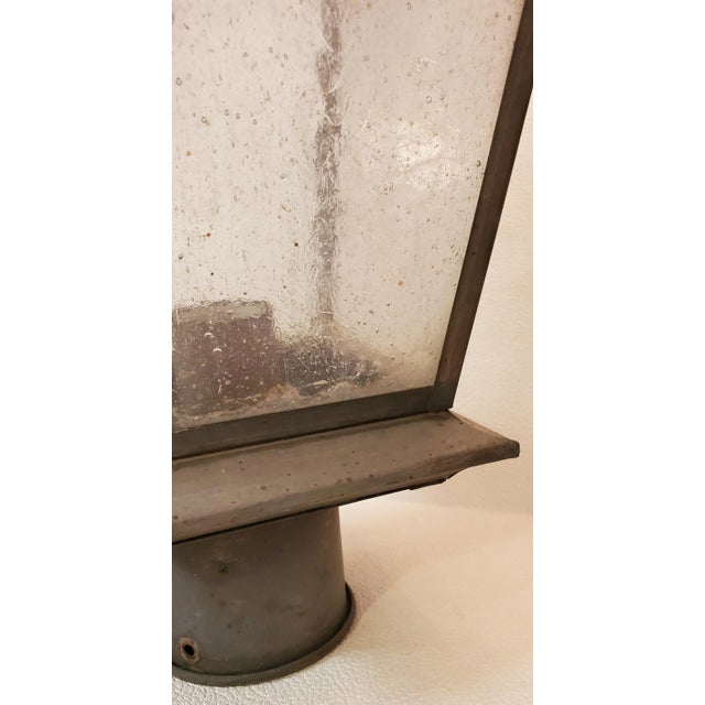 Gray Mid Century Electric Lantern With Iced Glass Panels For Sale - Image 8 of 9