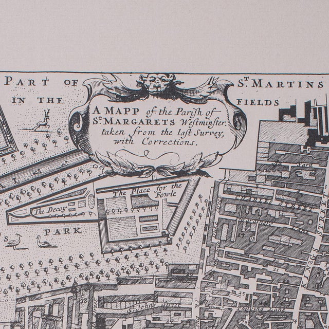 1980s Vintage 18th Century Street Map, London, Houses of Parliament, Westminster Abbey For Sale - Image 5 of 11
