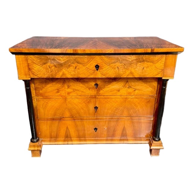 19th Century Walnut and Ebony Biedermeier Commode For Sale
