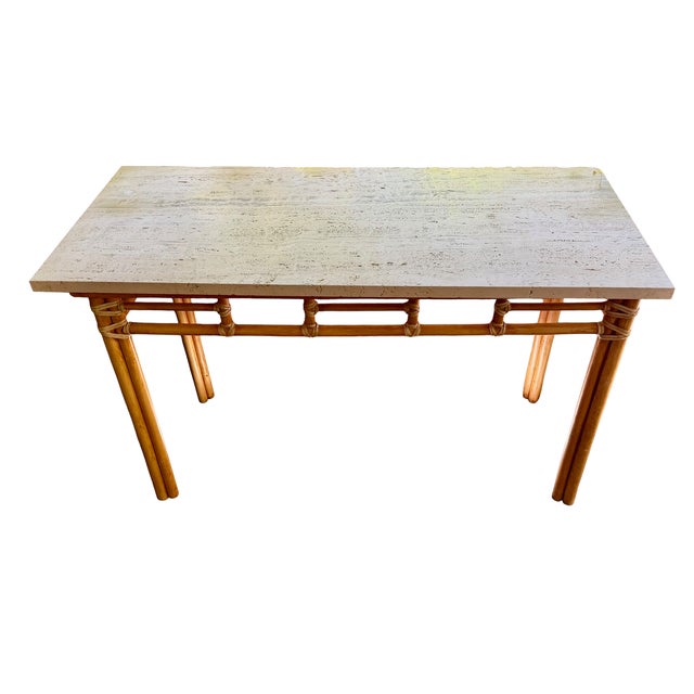 McGuire Furniture Co Tessellated Stone Top Console Table.