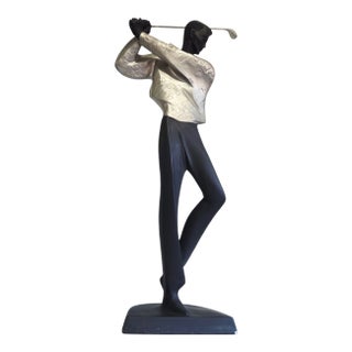 1980s Alexsander Danel Golf Sculpture Austin Production Golfer "In the Swing Ii" 1989 For Sale