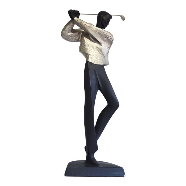 1980s Alexsander Danel Golf Sculpture Austin Production Golfer "In the Swing Ii" 1989 For Sale