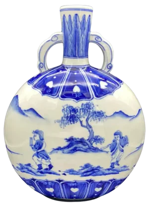 Chinese Gourd Vase in White and Blue Porcelain, 1915