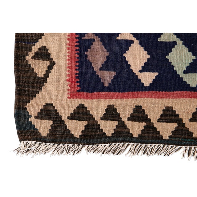 Textile Mid-20th Century Vintage Persian Kilim, 4'7" X 10'5" For Sale - Image 7 of 12