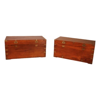 Marine Chests with Double Locks, 19th Century, Set of 2 For Sale