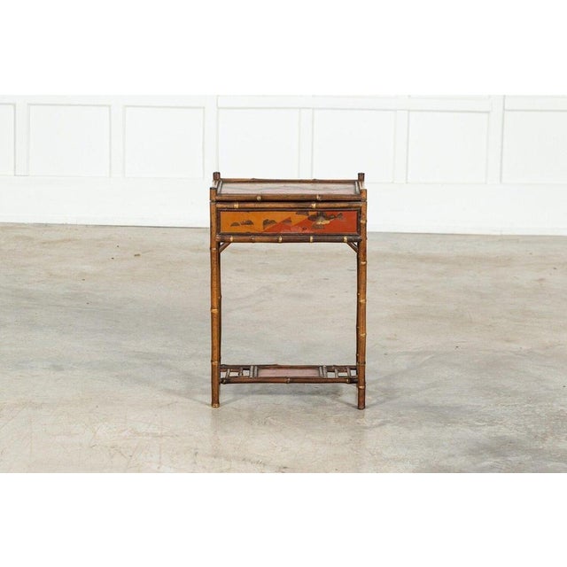 Antique English Bamboo Sewing Side Table, 1910 For Sale - Image 12 of 17