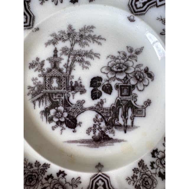 1850s James Edwards Mulberry Transferware Dinner Plate For Sale - Image 4 of 7
