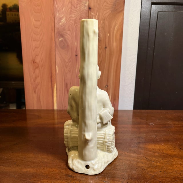 Japanese Mid 20th Century Japanese White Glazed Porcelain Old Man Figurine Flower Vase For Sale - Image 3 of 9