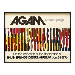 Yaacov Agam Vintage 1976 Mid Century Modern Lithograph Print Framed Palm Springs Exhibition Poster For Sale