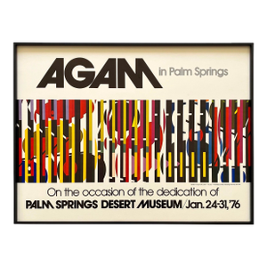Yaacov Agam Vintage 1976 Mid Century Modern Lithograph Print Framed Palm Springs Exhibition Poster