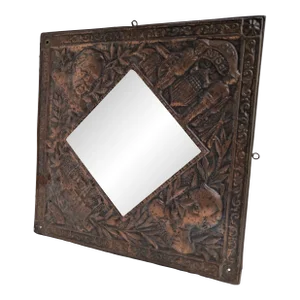 Antique Spanish-American War "Remember the Maine" Copper Mirror