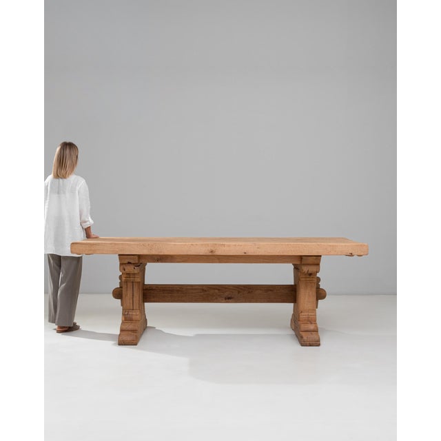 20th Century French Oak Trestle Dining Table For Sale - Image 17 of 18