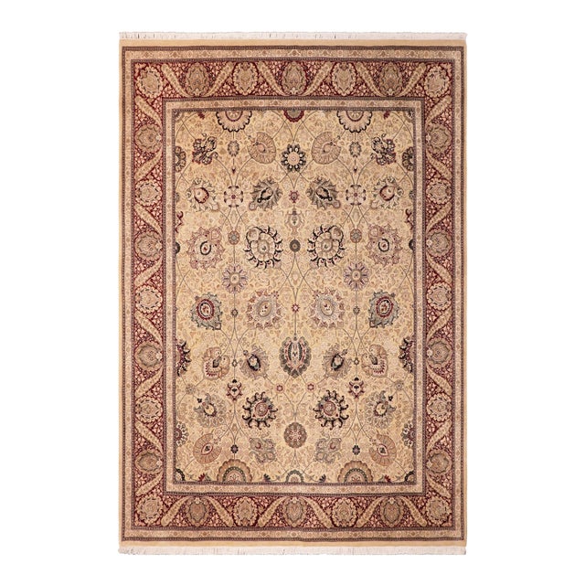 Elegant Pak-Persian Beige/Red Wool Rug - 8'0'' X 10'2'' For Sale