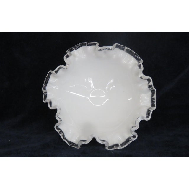 Fenton Art Glass Company Fenton Silver Crest Milk Glass Ruffled Pedestal Compote Candy Dish 5174b For Sale - Image 4 of 12