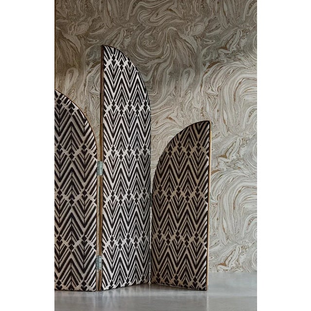 Contemporary Harlequin Thalia Fabric in Black Earth - a Sample For Sale - Image 3 of 4
