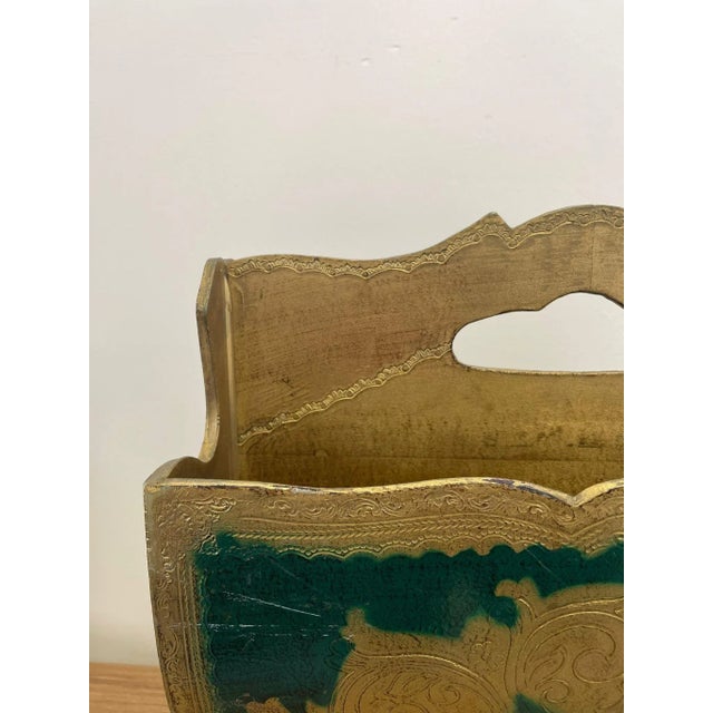 Vintage Mid Century Modern Italian Magazine Rack Painted Gilt Stand Circa 1960s For Sale - Image 4 of 8