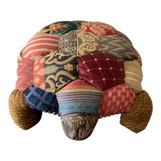 1980s Vintage Sweet Dreams Upholstered Turtle Foot Rest For Sale