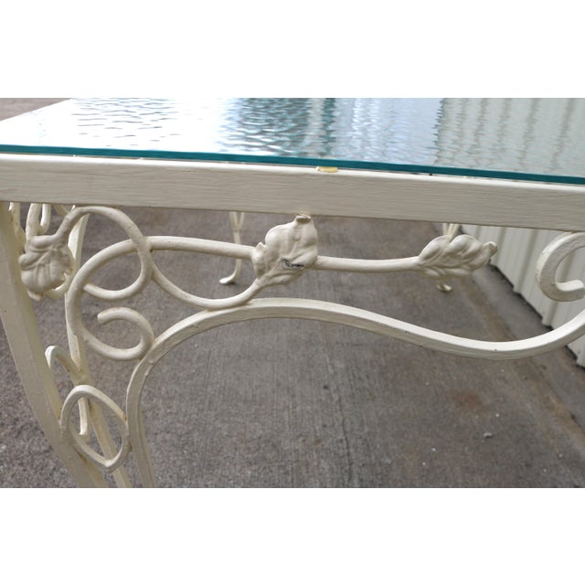 Vintage John Salterini Style Wrought Iron & Glass Dining Table & 4 Wrought Iron Chairs For Sale - Image 11 of 13