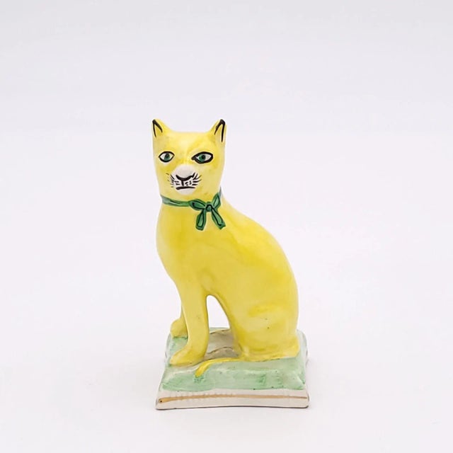 Ceramic Unusual Yellow Glazed Cat, Gallé Style, 19th Century England For Sale - Image 7 of 7