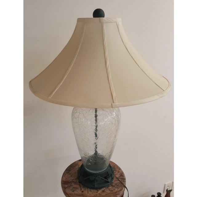 Transparent Art Nouveau Glass and Patina Lamp For Sale - Image 8 of 9