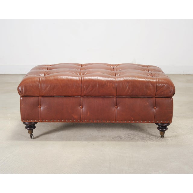 Ralph Lauren English Brierly Leather Writer's Ottoman 4 Ft For Sale - Image 18 of 18