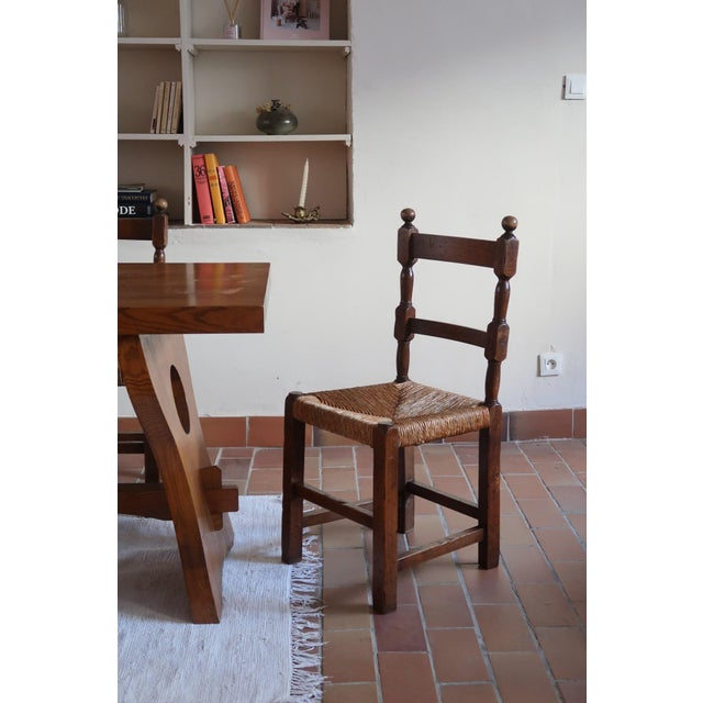 Oak and Rush Dining Chairs in the style of Charles Dudouyt, France, 1940s, Set of 6 For Sale - Image 18 of 18