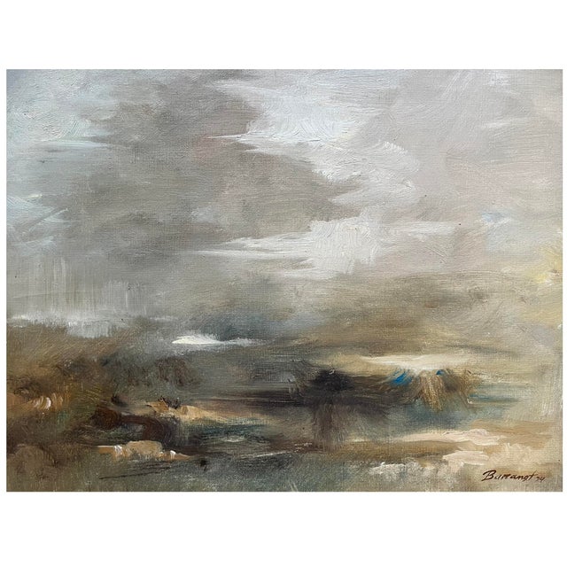 Abstract impressionist landscape entitled "Shoreline Scene #5". By Robert Baranet (1925- 2001). A renowned Abstract...