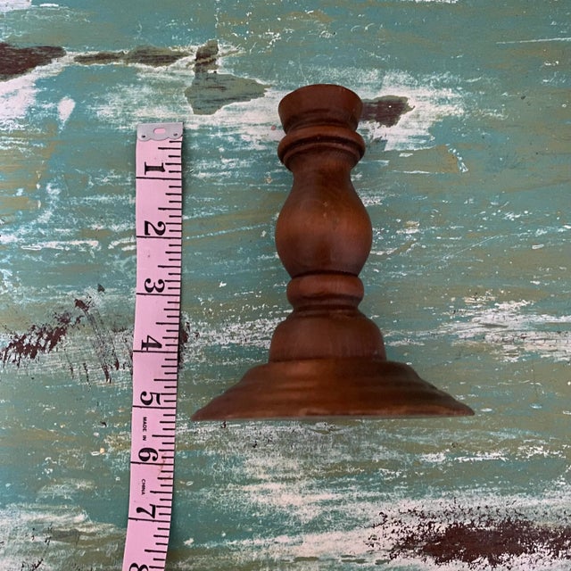 Mid-Century Modern 1970s Wood Candleholders- a Pair For Sale - Image 3 of 6