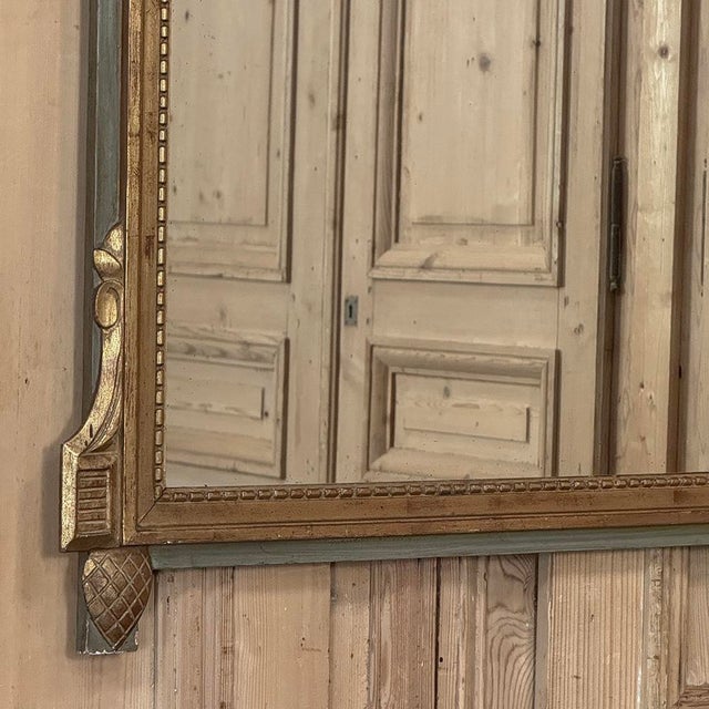 19th Century Italian Louis XVI Hand-Carved Giltwood and Painted Mirror For Sale - Image 12 of 18