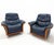 Vintage Adjustable Swivel Chairs in Blue Leather and Beech from Ekornes Stressless, 1980s, Set of 2 For Sale - Image 11 of 17