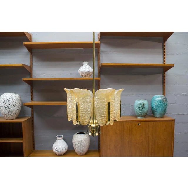 Gold Glass and Brass Ceiling Lamp in the Style of Carl Fagerlund for Orrefors, 1960s For Sale - Image 8 of 8