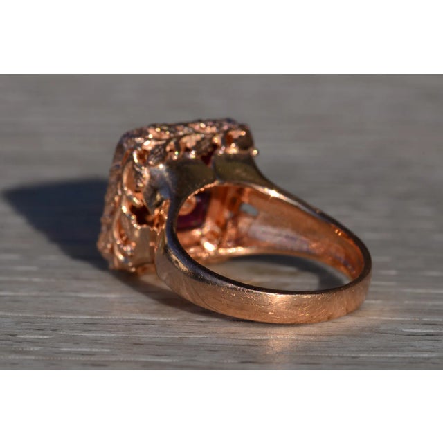 Metal The Clatsop: Ladies Antique Rose Gold and Garnet Cocktail Ring For Sale - Image 7 of 12