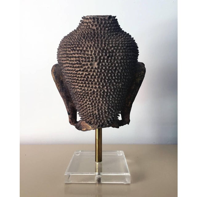 18th Century An Exquisite Antique Buddha Head Statue Southeast Asian For Sale - Image 5 of 10