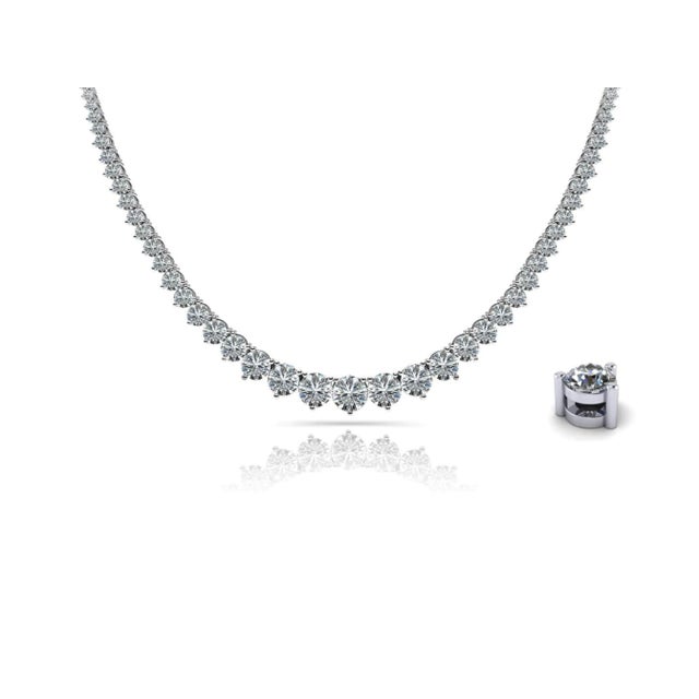 White Natural 15.50 CTTW Graduated Diamond Riviera Necklace in Platinum 900 For Sale - Image 8 of 8