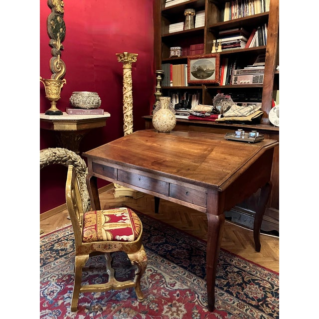 Antique French Writing Desk in Oak with Cabriole Legs, 1800s For Sale - Image 13 of 15