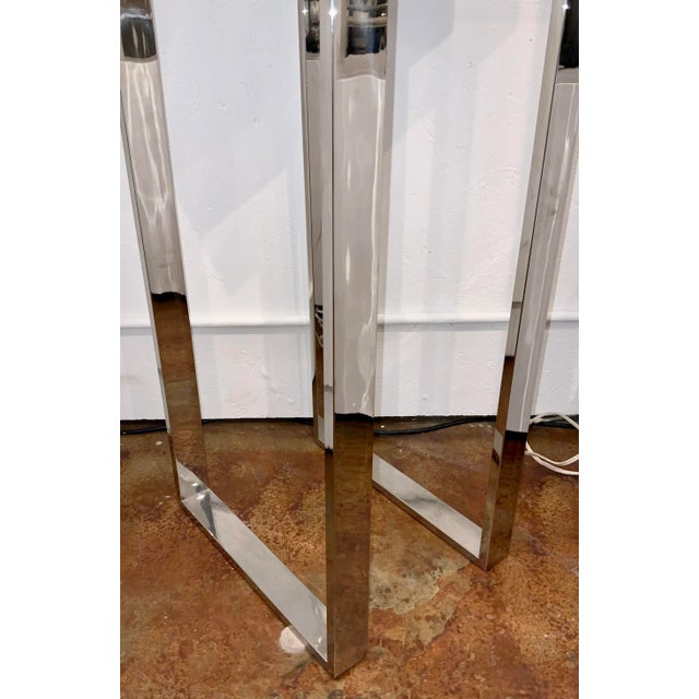 Modern Modern Black Wood and Stainless Steel Pedestal For Sale - Image 3 of 4