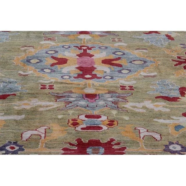 1990s Handwoven Persian Sultanabad Area Rug 13’7″ X 19’5″ For Sale - Image 5 of 12