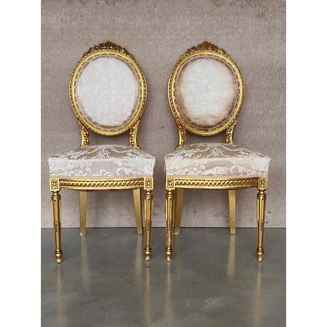 Early 20th Century French Louis XVI Style Parcel Gilt and Painted Side Chair For Sale - Image 10 of 18