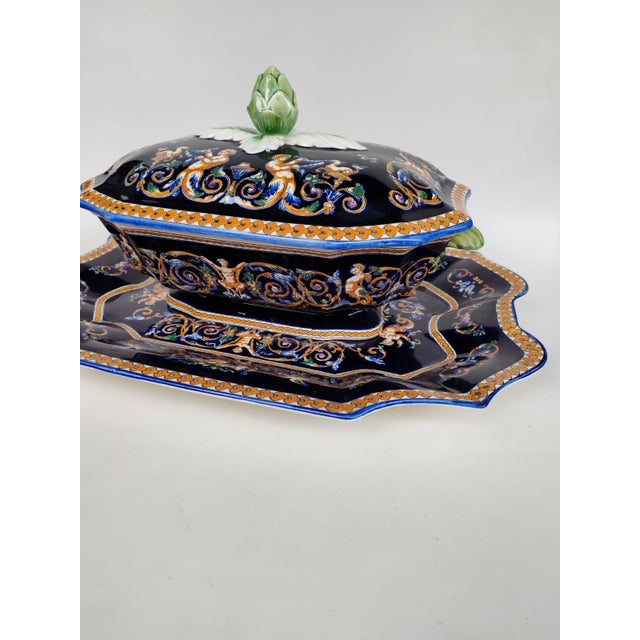 Earthenware Tureen and Tray from Gien, 1970s, Set of 3 For Sale - Image 12 of 18