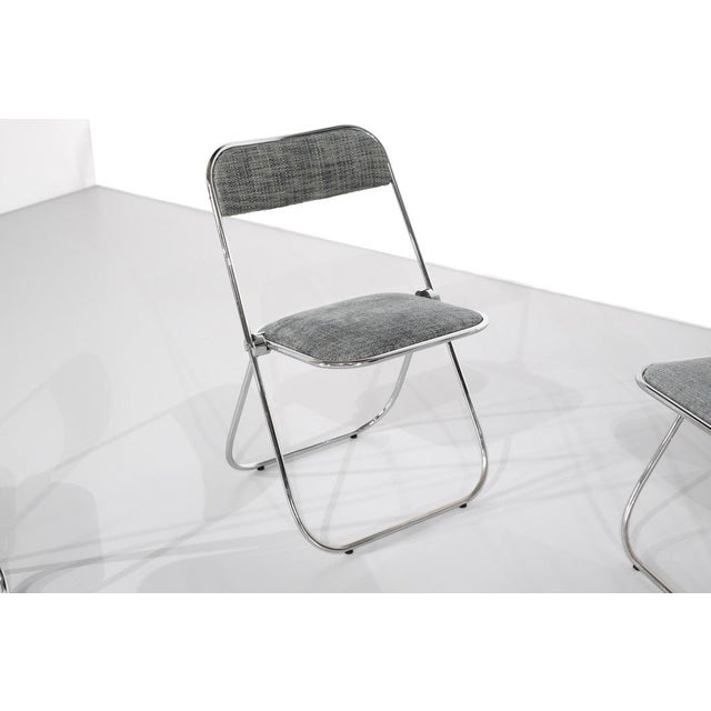 Chrome Folding Chairs with Fabric Seats, 1970s, Set of 9 For Sale - Image 4 of 15