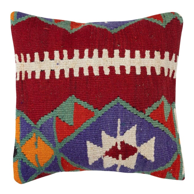 Traditional 20"x20" SET OF 2 - Hand-Woven Kilim Cushion Covers. A pair of Lace Pillow Covers For Sale - Image 3 of 4