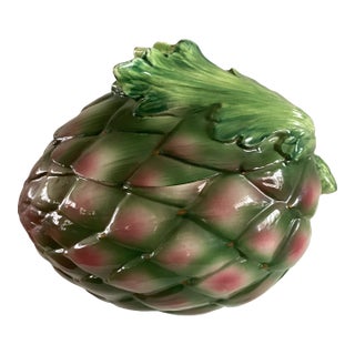 Large Ceramic Artichoke Shape Covered Casserole Dish or Soup Tureen For Sale