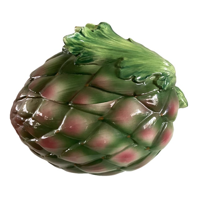 Large Ceramic Artichoke Shape Covered Casserole Dish or Soup Tureen For Sale