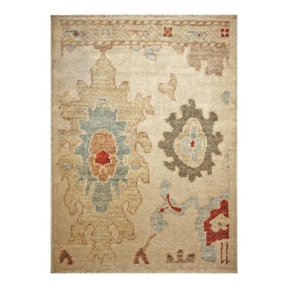 Turkish Sultanabad Wool 2X3 Ivory, Tan, Red & Light Blue Handmade Area Rug #1142477 For Sale