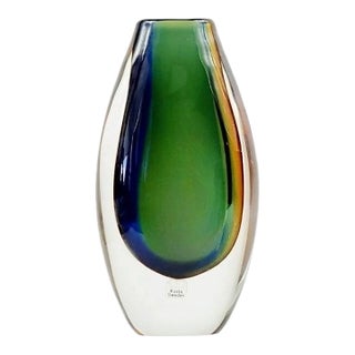 Mid-Century Scandinavian Sommerso Art Glass Vase by Vicke Lindstrand for Kosta, Sweden, 1960s/70s For Sale
