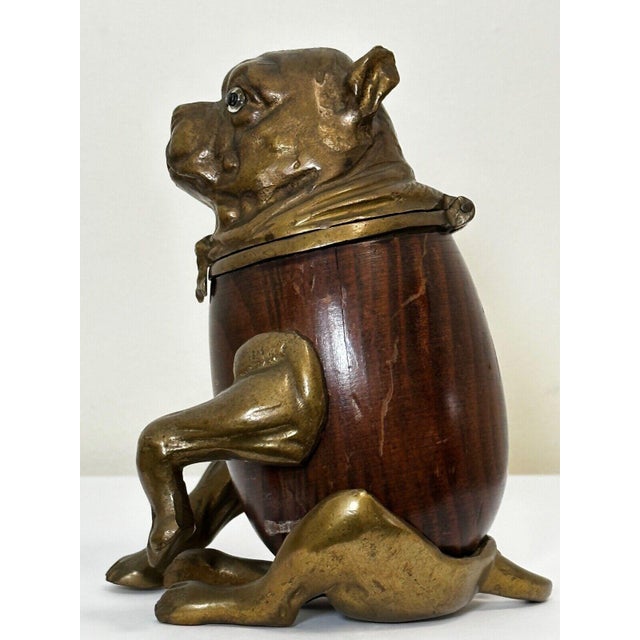 Late 20th Century Small Late 20th Century Victorian Style Bulldog Inkwell Named Charlie For Sale - Image 5 of 11