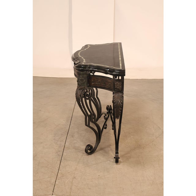 Maitland Smith Greek Key Console Table With Tessellated Marble Top For Sale - Image 17 of 18
